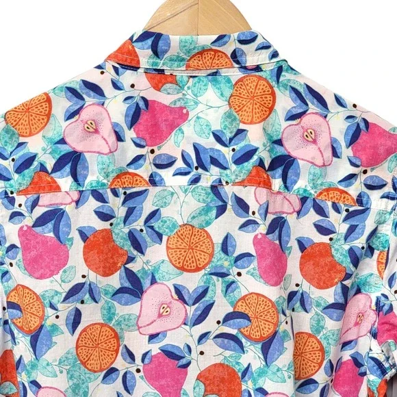 J McLaughlin Shirt Womens Large Button Up Lois‎ Callery Fruits Resort Vacation - Picture 7 of 11